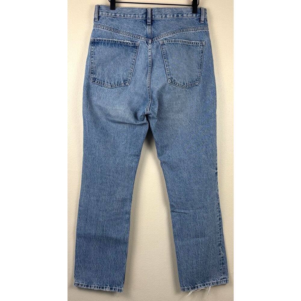 Zara Women's High Waisted Straight Leg Jeans Size 8 Medium Wash - Picture 6 of 7